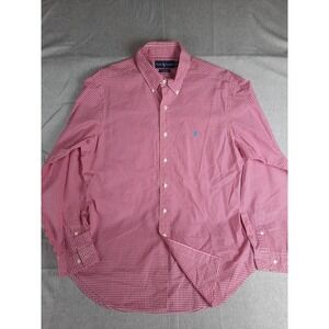 Ralph Lauren Men's Large Classic Fit Embroider Pony Logo Gingham Button Shirt LS